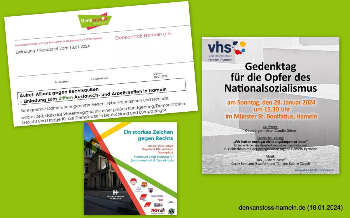 Allianz gegen Rechtsaußen im Weserbergland: Einladung 3. Austauschtreffen und Veranstaltungshinweise