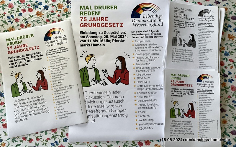 Medieninformation: Lebendige Demokratie im Weserbergland „Mal drüber reden“ 25.05. Pferdemarkt #maldrüberreden