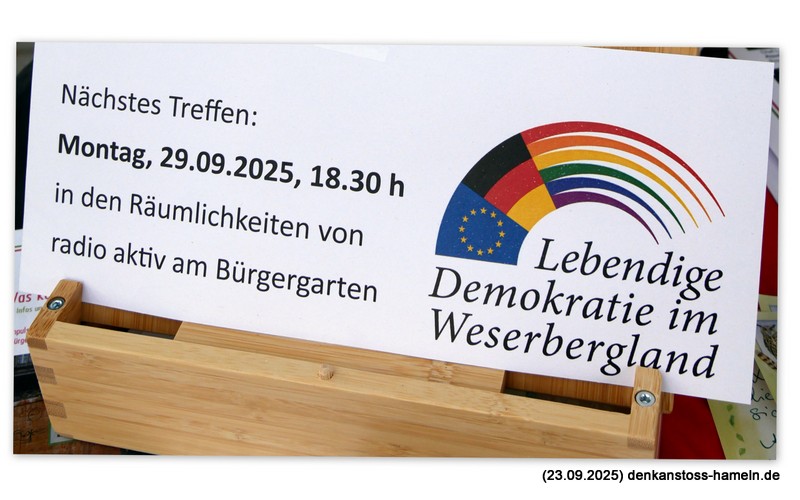 Einladung Septembertreffen der „Allianz Lebendige Demokratie im Weserbergland“