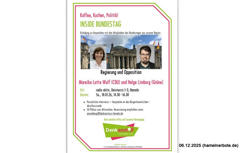 Ankündigung: „Inside Bundestag“ Gespräche mit Regierung und Opposition.