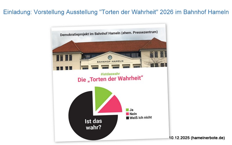 Einladung: Vorstellung Ausstellung „Torten der Wahrheit“ 2026 im Bahnhof Hameln