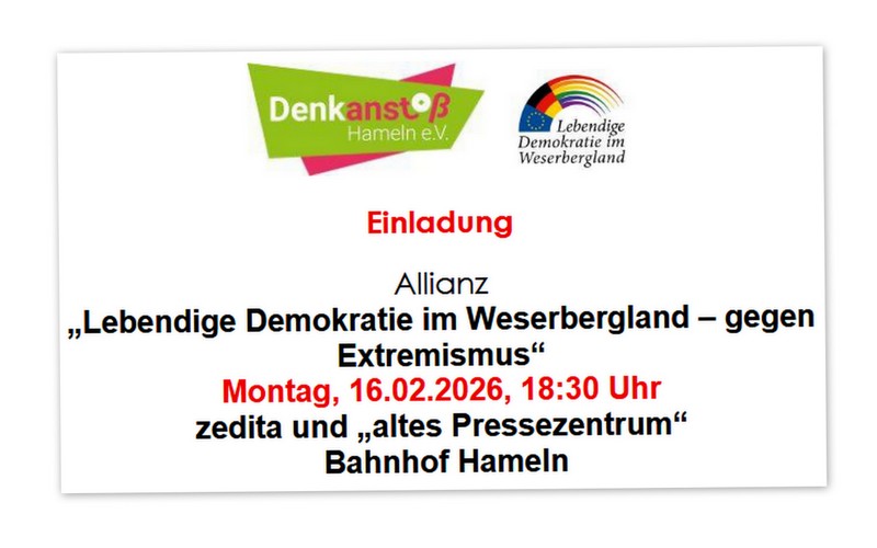 Einladung Allianztreffen im Febr. 2026 „Lebendige Demokratie im Weserbergland“