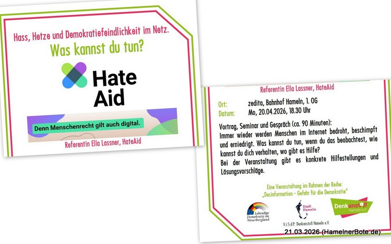 Vorankündigung: Hass, Hetze und Demokratiefeindlichkeit im Netz. Was kannst du tun?