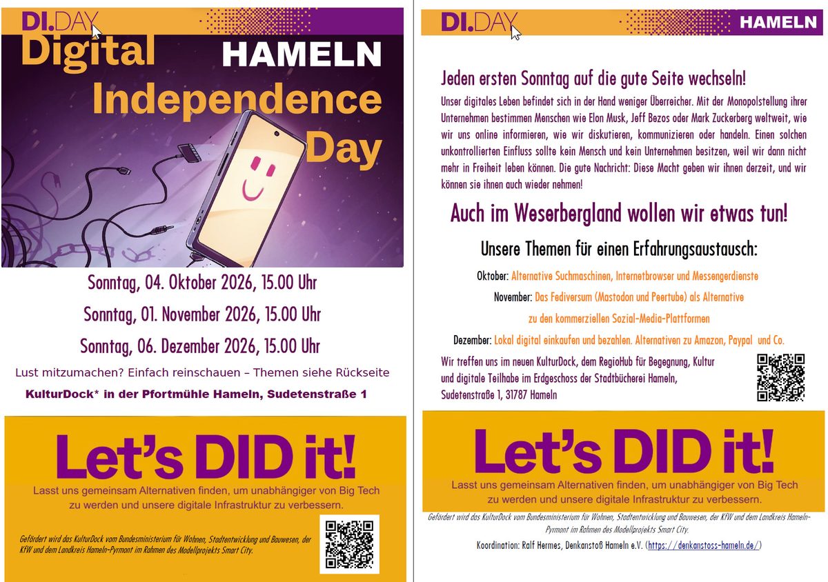 Einladung: Digitaler Independence Day – ab Oktober 2026 auch in Hameln!