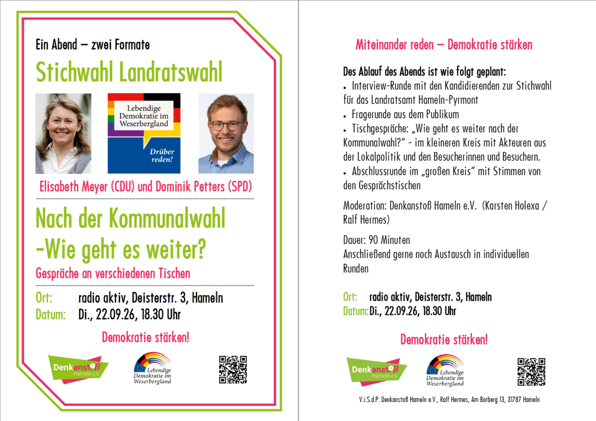 Ein Abend – zwei Formate: (Kommunal)-Wahlen 2026 – „Und nun?“