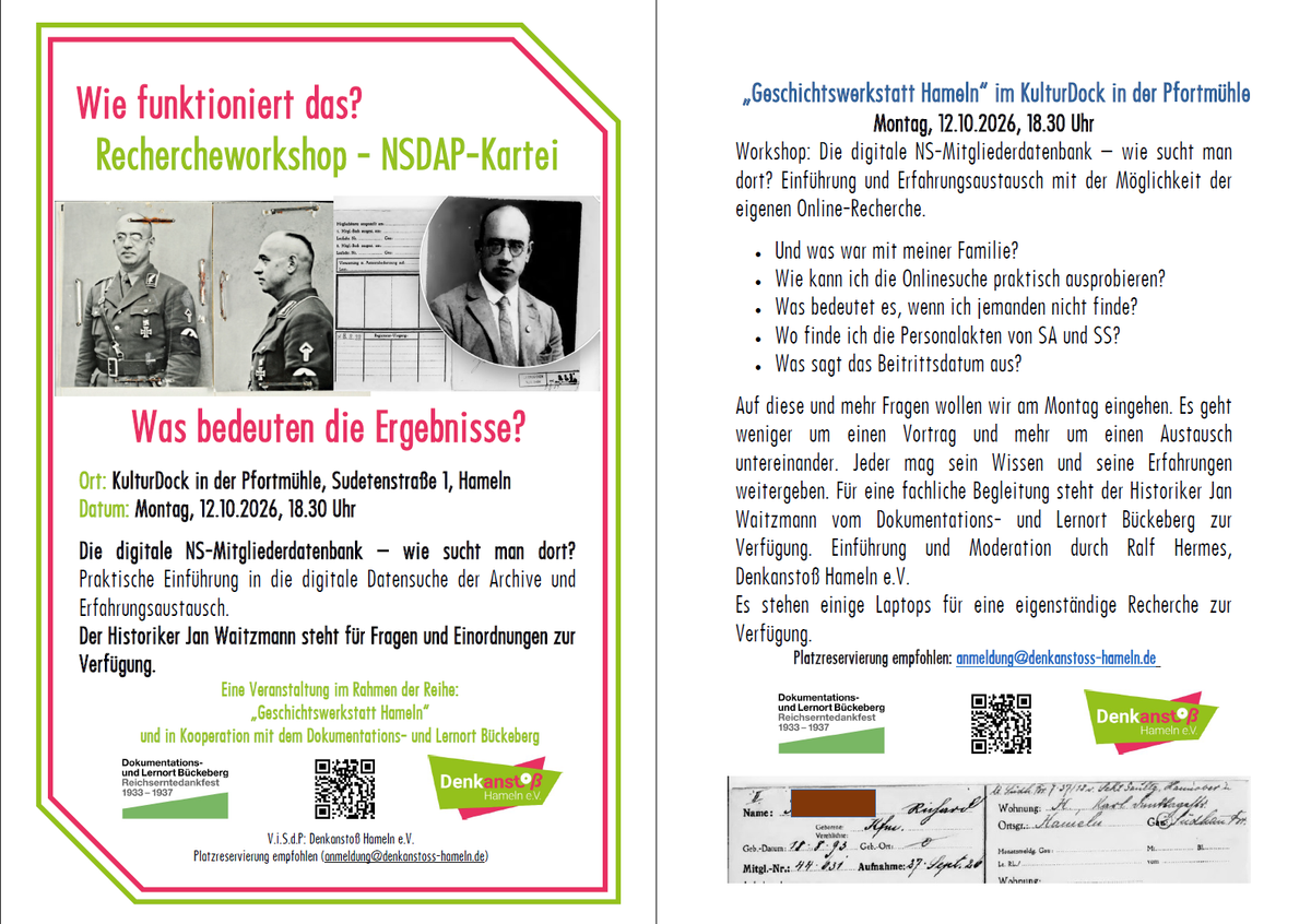 Einladung: Rechercheworkshop NSDAP-Kartei